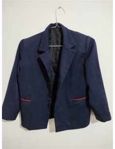 Sacou casual stofa albastru cu detalii rosii