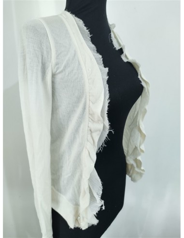Cardigan alb, model deosebit cu perle