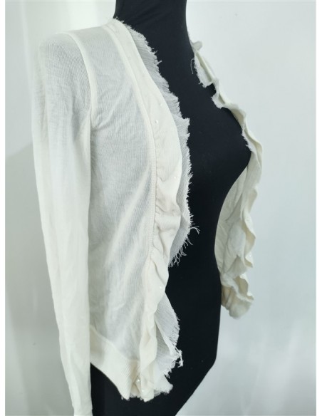 Cardigan alb, model deosebit cu perle