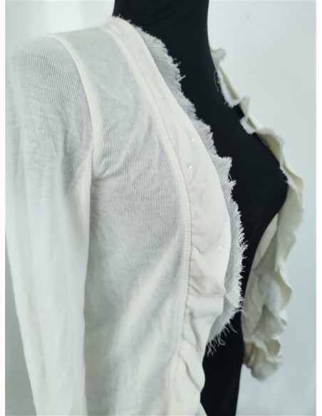 Cardigan alb, model deosebit cu perle