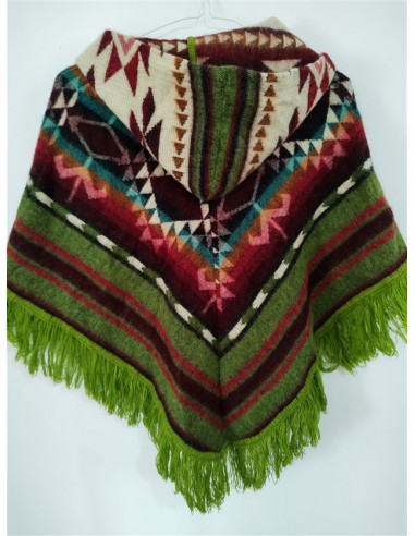 Poncho multicolor cu gluga si ciucurei
