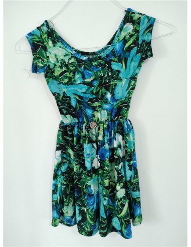 Rochie verde inflorata cu piatra argintie
