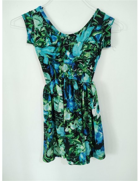 Rochie verde inflorata cu piatra argintie