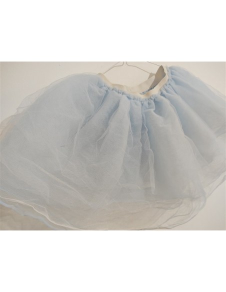 Fustita albastra aspect tull cu elastic in talie