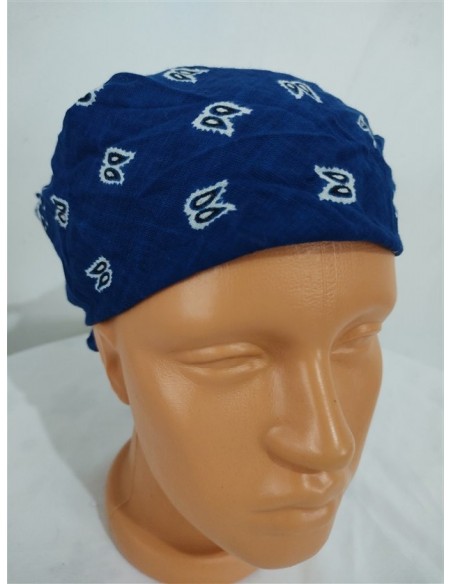 Bandana albastra cu imprimeu alb