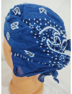 Bandana albastra cu imprimeu alb 2