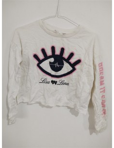 Bluza scurta cu imprimeu pe piept si scris roz pe maneci Hm