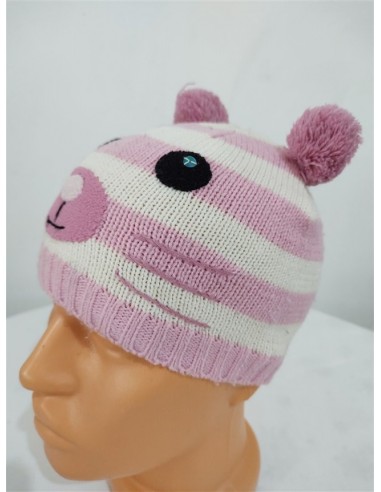 Caciula tricotata multicolora cu moate si ochisori