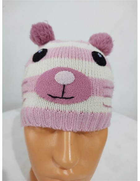 Caciula tricotata multicolora cu moate si ochisori