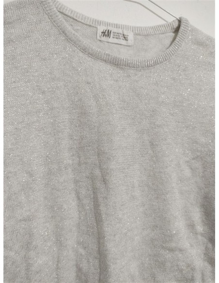 Pulover scurt tricotat cu detalii argintii si volane la maneci Hm