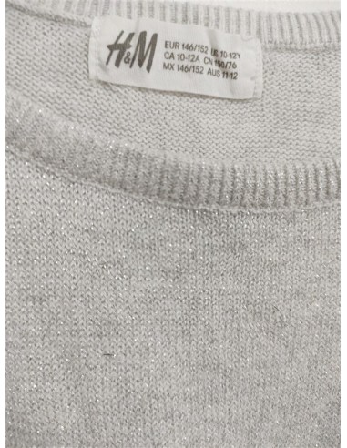 Pulover scurt tricotat cu detalii argintii si volane la maneci Hm