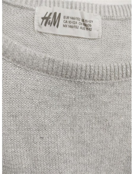 Pulover scurt tricotat cu detalii argintii si volane la maneci Hm