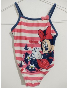 Costum de baie cu bretele si imprimeu Minnie