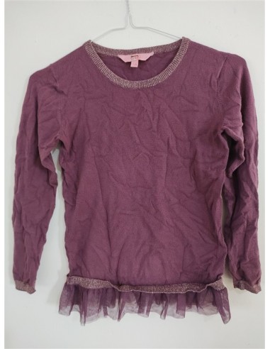 Pulover visiniu din tricot fin si detalii stralucitoare