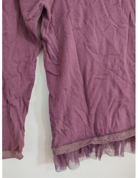 Pulover visiniu din tricot fin si detalii stralucitoare