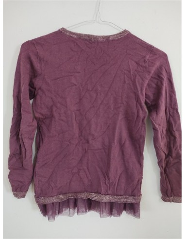 Pulover visiniu din tricot fin si detalii stralucitoare