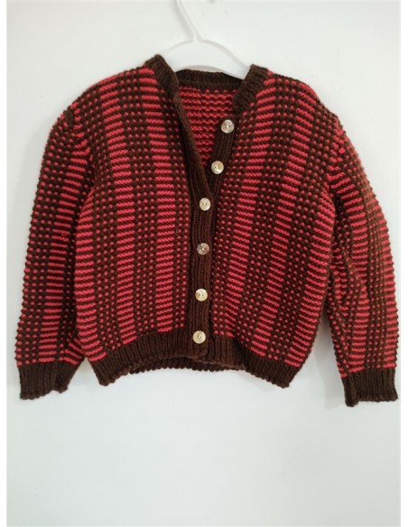 Pulover multicolor tricotat cu inchidere in nasturi