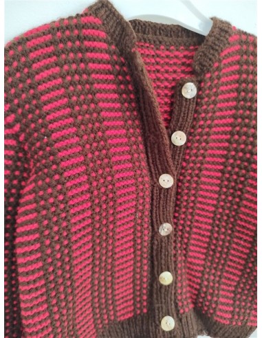 Pulover multicolor tricotat cu inchidere in nasturi