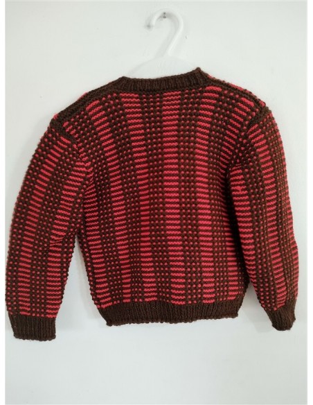 Pulover multicolor tricotat cu inchidere in nasturi