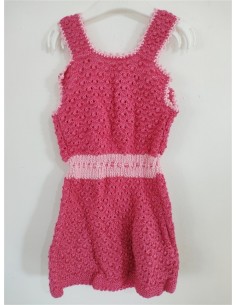 Rochie roz fetita tricotata cu bretele