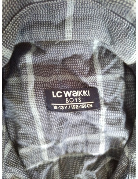 Camasa albastra in carouri cu guler si buzunar pe piept Lc Waikiki