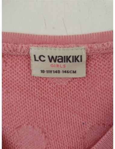 Pulover roz tricotat fin cu buline Lc Waikiki