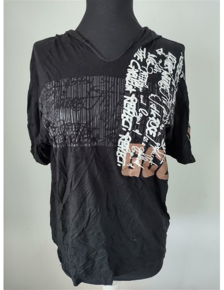 Tricou sport negru de dama cu gluga