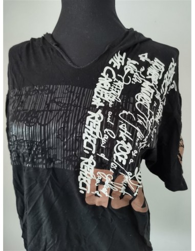 Tricou sport negru de dama cu gluga