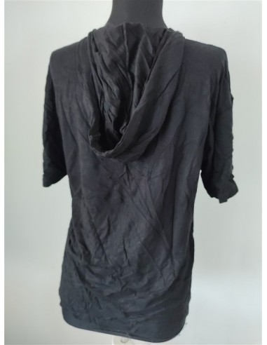 Tricou sport negru de dama cu gluga