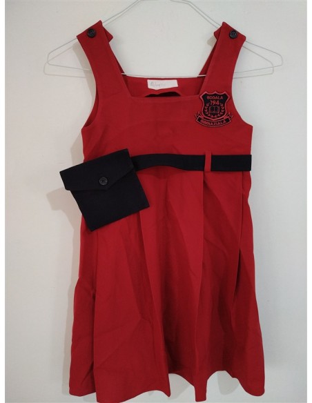 Sarafan fara maneci tip uniforma cu cordon in talie