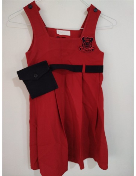 Sarafan fara maneci tip uniforma cu cordon in talie