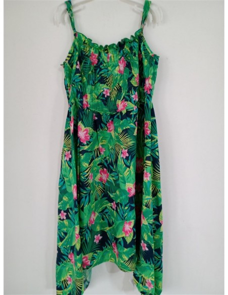 Rochie verde inflorata cu bretele YFK