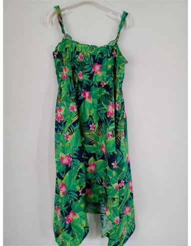 Rochie verde inflorata cu bretele YFK
