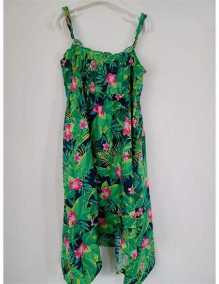 Rochie verde inflorata cu bretele YFK