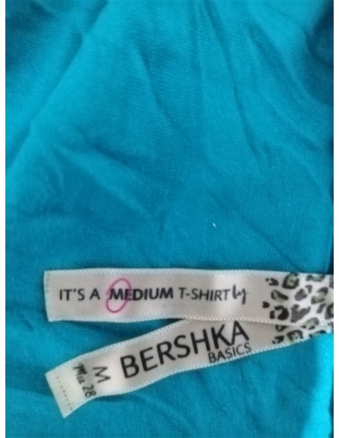 Tricou albastru dama cu maneci creponate Bershka