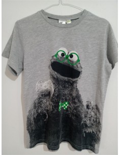 Tricou gri cu imprimeu haios pe piept HM