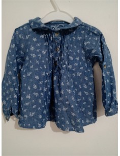 Bluza albastra cu guler si nasturi pe piept Love