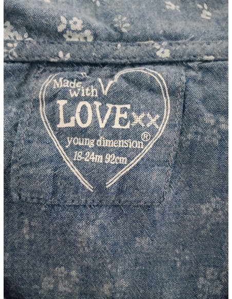 Bluza albastra cu guler si nasturi pe piept Love