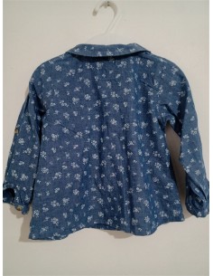 Bluza albastra cu guler si nasturi pe piept Love 2