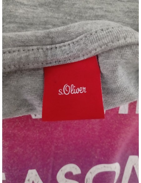 Bluza gri cu imprimeu scris multicolor pe piept sOliver