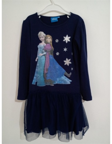 Rochie cu tull in partea de jos si imprimeu Ana si Elsa Disney