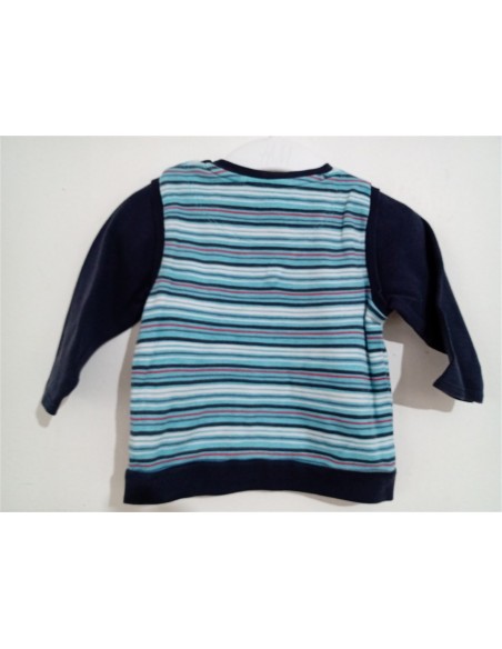 Bluza albastra cu maneci negre si capse pe umar