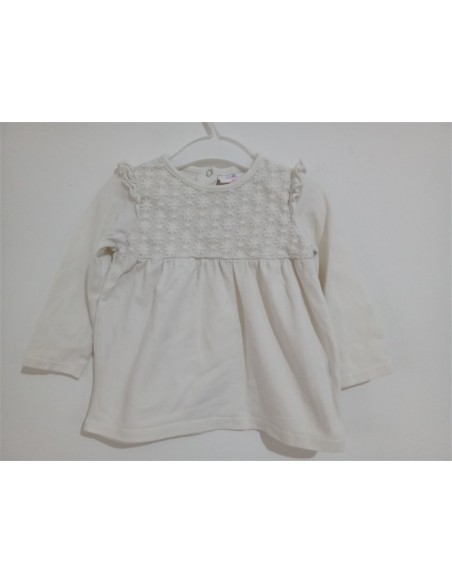 Rochie alba cu broderie pe piept Topomini