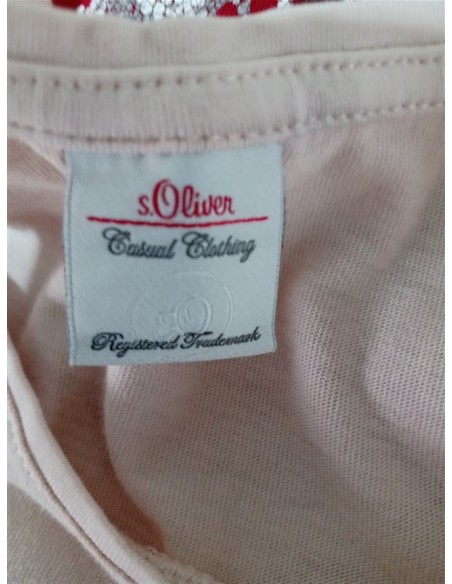 Tricou roz cu imprimeu scris pe piept sOliver