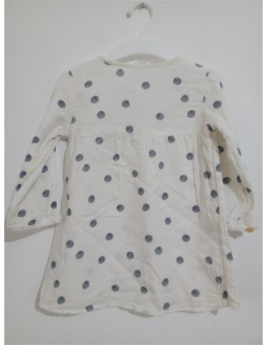 Rochie alba cu buline gri si nasturi pe piept HM