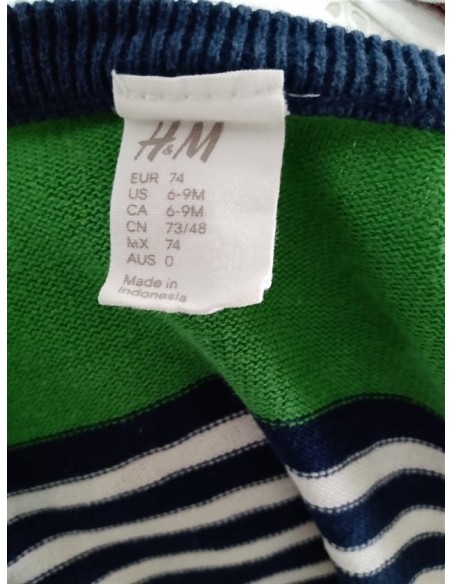 Pulover tricotat fin cu dungi si inchidere in nasturi HM