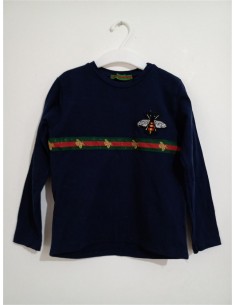 Bluza albastra cu imprimeu fluture pe piept Gucci