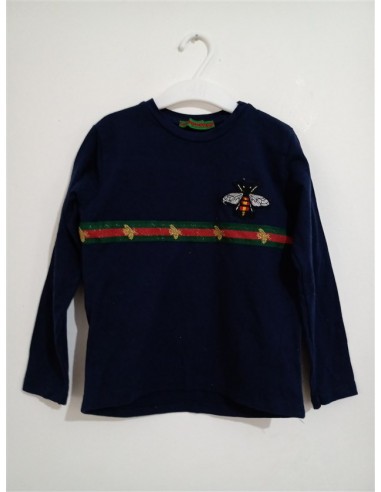 Bluza albastra cu imprimeu fluture pe piept Gucci