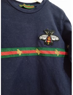 Bluza albastra cu imprimeu fluture pe piept Gucci 2