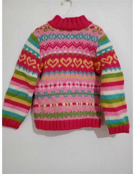 Pulover tricotat multicolor cu buzunare in forma de maini